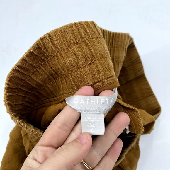 Athleta orange brown linen cabo shorts - Picture 3 of 4